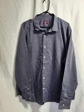 Men’s Long-Sleeve Button-Up Shirt — Blue, Size 3XL